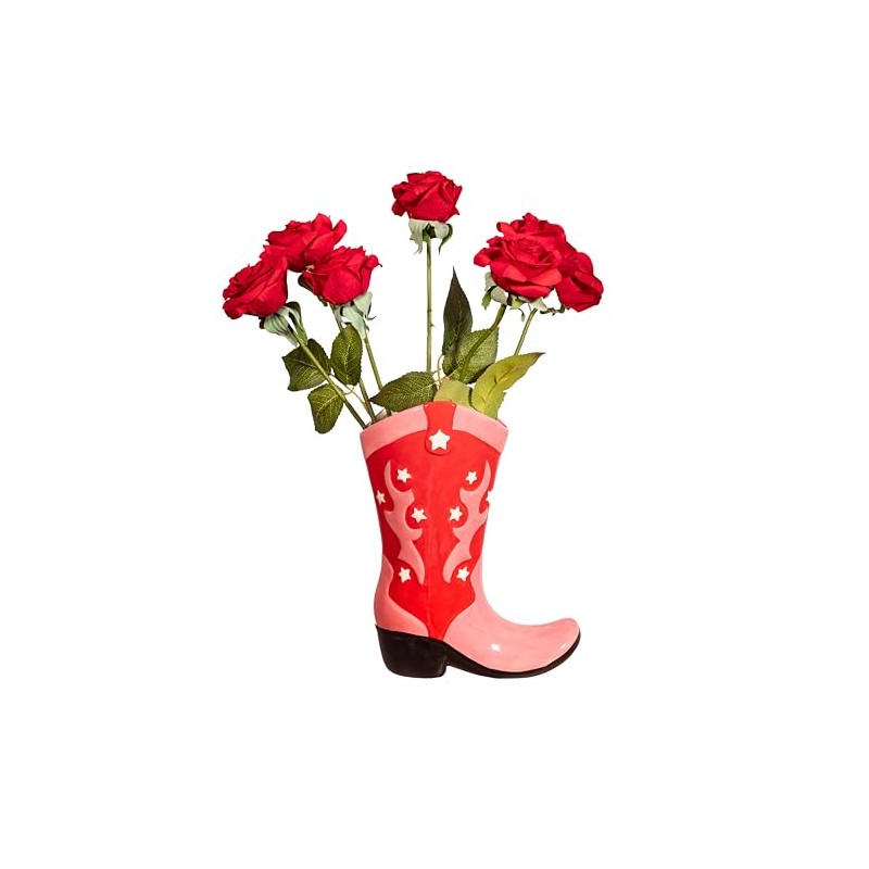 Sass & Belle Cowboy Boot Vase - Red