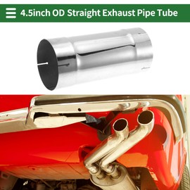 Motoforti 4.5" OD 254mm/10inch Length Straight Exhaust Pipe Tube T304 Stainless Steel DIY Custom Car Tubing Piping Surface Polishing Silver Tone