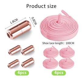 Cadimus 2 Pairs of Elastic Shoelaces Without Tying Adjustable Shoelaces with Metal Capsule, Lazy Shoelaces, Universal Shoelaces, No Tie Shoelaces for Adults and Children, pink