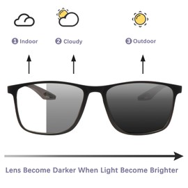 CLASAGA Progressive Multifocal Reading Glasses for Men Photochromic Gray Sunglasses Sports Style Blue Light Blocking Computer Readers (Black&Grey, 2.0, x)