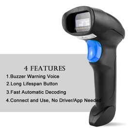 NETUM 2D Barcode Scanner with Stand USB 2.0 Wired Barcode Imager Automatic Barcode Reader Handhold Scanner Gun with USB Cable for Laptops, Computers, Cashier, POS