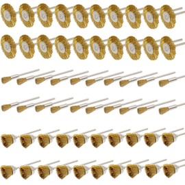 NIUPIKA 3mm Brass Wire Brushes Cup Wheels Cleaning Brush Kit Polishing Attachment for Dremel Die Grinder Rotary Tools 60 Pcs