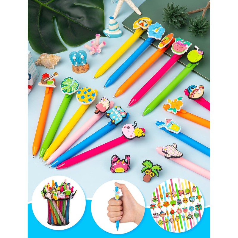 UAYVEBS Summer Hawaiian Retractable Pens, 1mm Black Gel Ink, 30