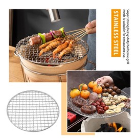 UOIENRT Multi-Purpose Round BBQ Grill Net, Stainless Steel Barbecue Round Grill Grate Camping Cookware Outdoor Campfire Grill Grid for Beaf Chicken Vegetables (20cm)