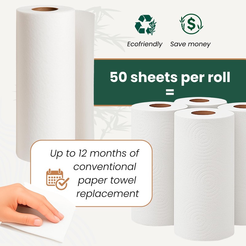 Enviro Safe Home Reusable Paper Towels Washable 2 Rolls 100