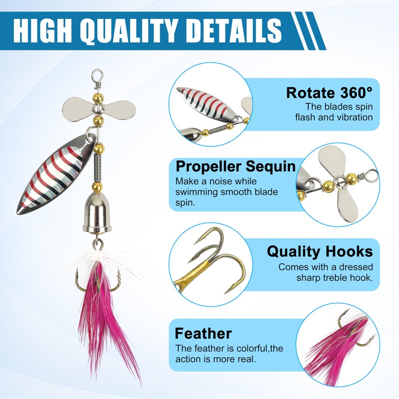 Fishing Lures Spinnerbait Kit, Rooster Tail Fishing Lures Inline Spinner