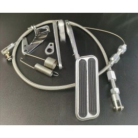 espeedpro21 Billet Aluminum Universal Gas Pedal & 48" SS Throttle Cable & Bracket Spring Kit