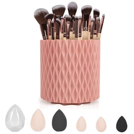 TTSTOIEE 18-Piece Make-Up Brush Set, Bamboo Handle, Swivel Barrel + Sponge + Tassel, Foundation Brush