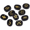 KYEYGWO Pack of 10 Obsidian Oval Crystal Runes Stone with