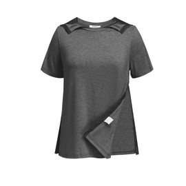 Deyeek Post Shoulder Surgery Shirts for Women Side Snap Hospital Gowns Tear Away Short Sleeve Adaptive Clothing Dark Gray S