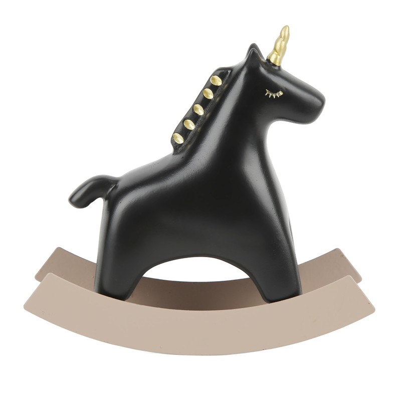 Rocking Horse Statue Black Small 13.5x4.5x14.5cm/5.3x1.8x5.7 Decorative Horse Sculpture Crafts
