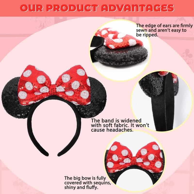 Yapartifa Mouse Ears Headbands for Girls Women Mice Ears Headhand
