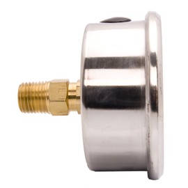 2-1/2" Liquid Filled Pressure Gauges - Stainless Steel Case, Brass, 1/4" NPT, Center Back Mount Connection, 0-15,000PSI