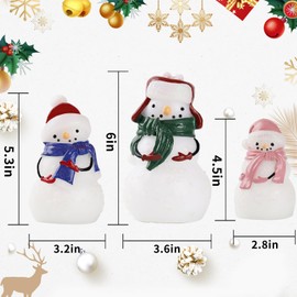 ZUANBOO Christmas Snowman Flameless Candles Battery Operated with Remote,Real Wax Carved Candles,Glowing LED Snowman Lights for Christmas Table Decor/Party/Gift—Set of 3