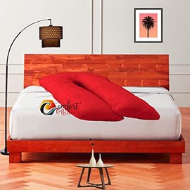 Teddy Fleece Full Body 9FT U Shaped Orthopaedic Pillowcase Cover With Zip Maternity Nursing Pregnancy Super Soft Snug Cuddles 9 Feet Pillowcase U Cover Red 75cm x 135cm Approximate