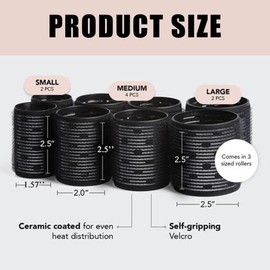 XUZOPIM 8 Pieces Curler Hair Rollers Ceramic Hair Rollers for Long Hair, Reusable Hair Rollers for Short Hair, Medium Hair, Various Sizes