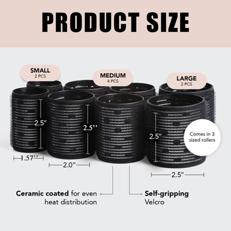 XUZOPIM 8 Pieces Curler Hair Rollers Ceramic Hair Rollers for