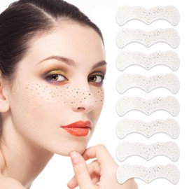 CAVIGLTE 8 Piezas Pecas de Glitter Tatuajes Temporales, Parches para Tatuajes, Parche para Tatuaje，Cara Glitter Parches de Maquillaje para Fiestas, Festivales y Bailes de Disfraces