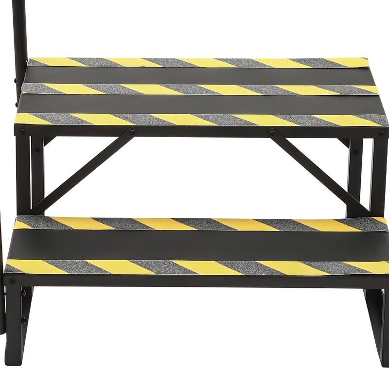 DYNAMI RV Stairs 2 Step Ladder, Steel Black Porch Steps