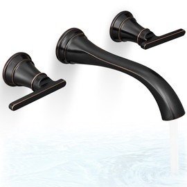 HOIGY Oil Rubbed Bronze Wall Mount Tub Filler, High Flow Bath Tub Faucet 2 Handles, Brass Bathtub Faucets with 8 Inch Long Spout Reach, Rough-in Valve