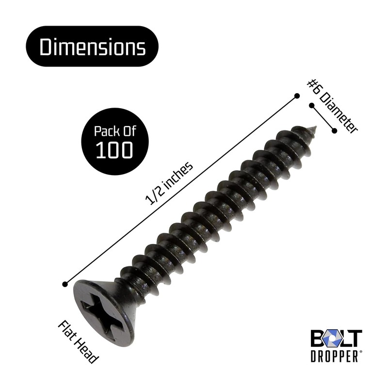 Bolt Dropper #6 x 1/2 Inch Wood Screws, Pack of