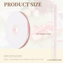 PATIKIL 1/4 Inches x 50 Yards Satin Ribbon Roll, Gift Wrapping Ribbon for Cutting Ceremony Kit Grand Opening Car Bow Chair Sash DIY Sewing Craft Wedding Party Decoration, Light Pink