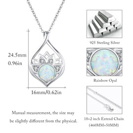 CRWENG Opal Lotus Necklace for Women 925 Sterling Silver Opal Lotus Pendant Necklace Dainty Lotus Flower Necklace Opal Lotus Yoga Necklace Opal Lotus Jewelry Gifts for Women