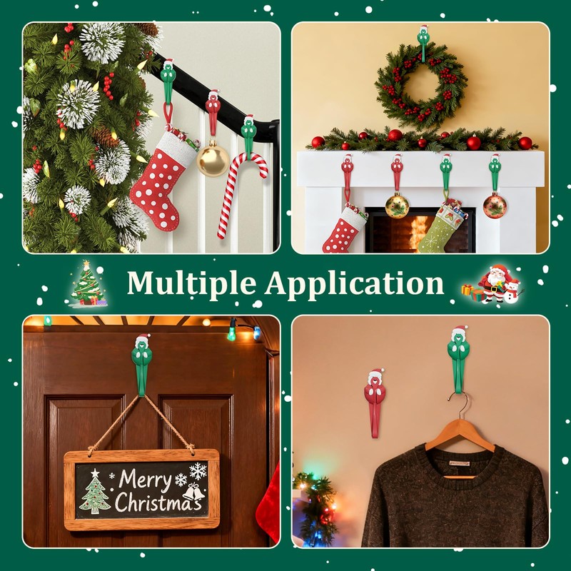 Silicone Christmas Garland Hanger Decorations for Mantle Hooks 12 Pcs