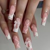 Press on Nails Long Square Bow Tie and Flower Design