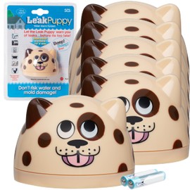 Water Leak Puppy Monitoring Sensor with Alarm 6 Pack- Electronic Flood Detector for Kitchen & Basement- Detects as Little as 1/32" of Liquid- Overflow Alert Beeps Loudly- Xmas Gift for New Homeowners