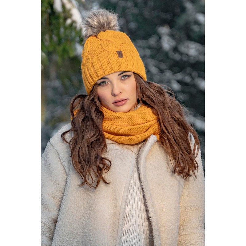 VIVISENCE 7014 Women's Bobble Hat Winter Warm Thick Patterned Made