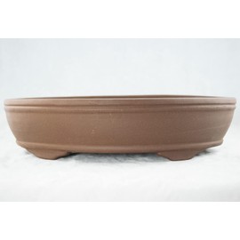 Calibonsai Oval Yixing Zisha Bonsai/Succulent Pot + Mesh 16 inch x 13 inch x 3.75 inch - Brown