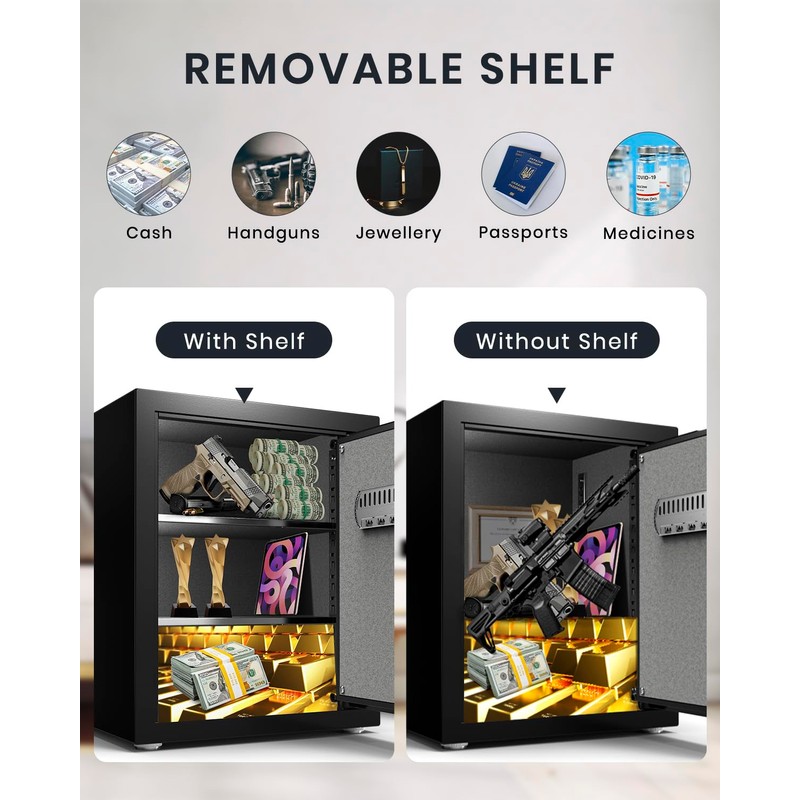 Safe Box, Home Safe with Key & Fireproof Waterproof Bag,