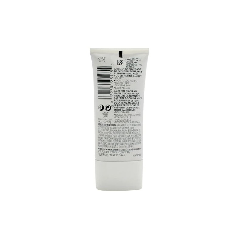 COVERGIRL Clean Matte BB Cream Medium/Deep 550 For Oily Skin,