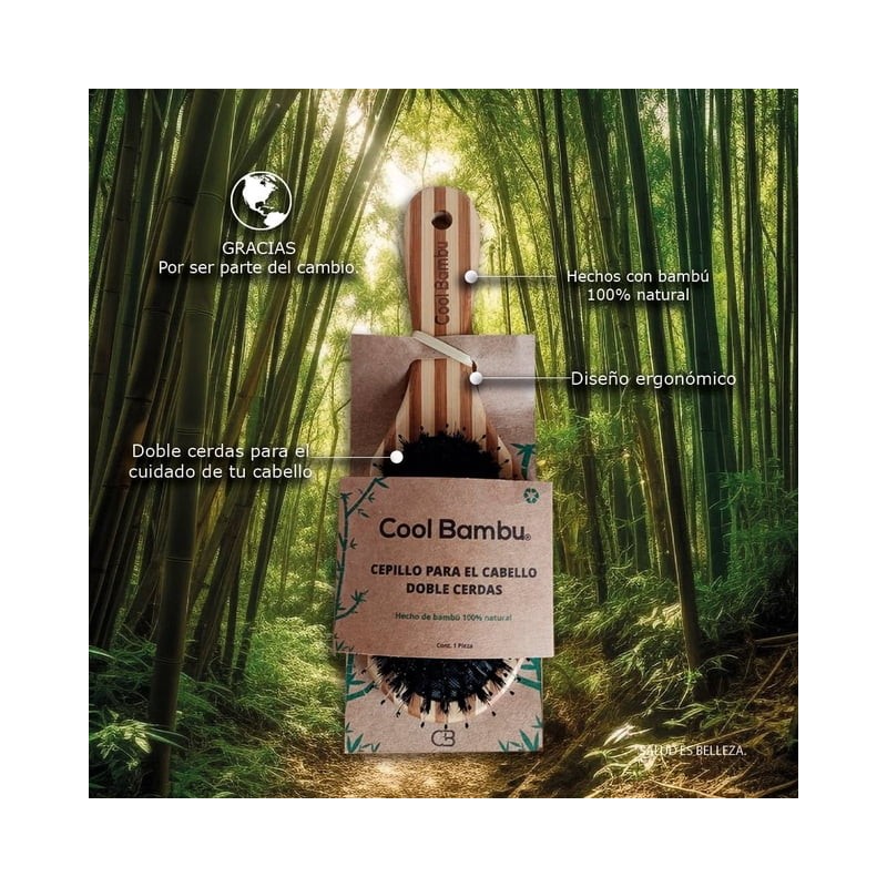 Cepillo para cabello Cool Bambu de pala doble cerdas
