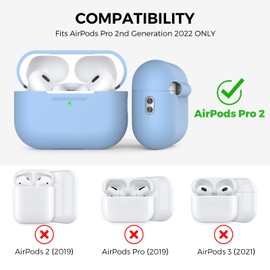 AHASTYLE AirPods Pro 2 Case Silicone Protective Cover [Front LED Visible] Compatible with AirPods Pro 2nd Generation (Sky Blue)