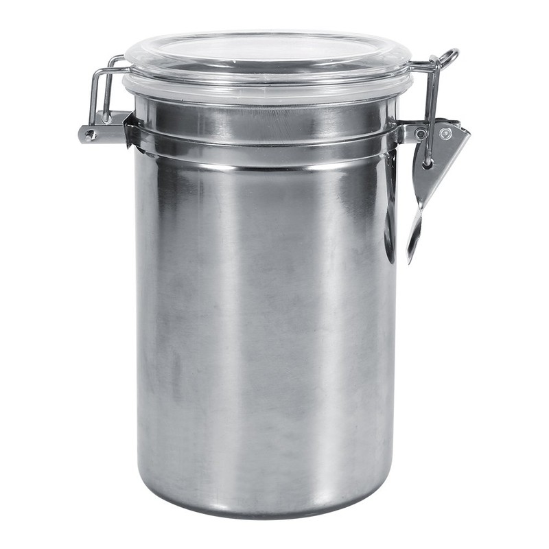 4pc Stainless Steel Canister Set with Clear Acrylic Lids &