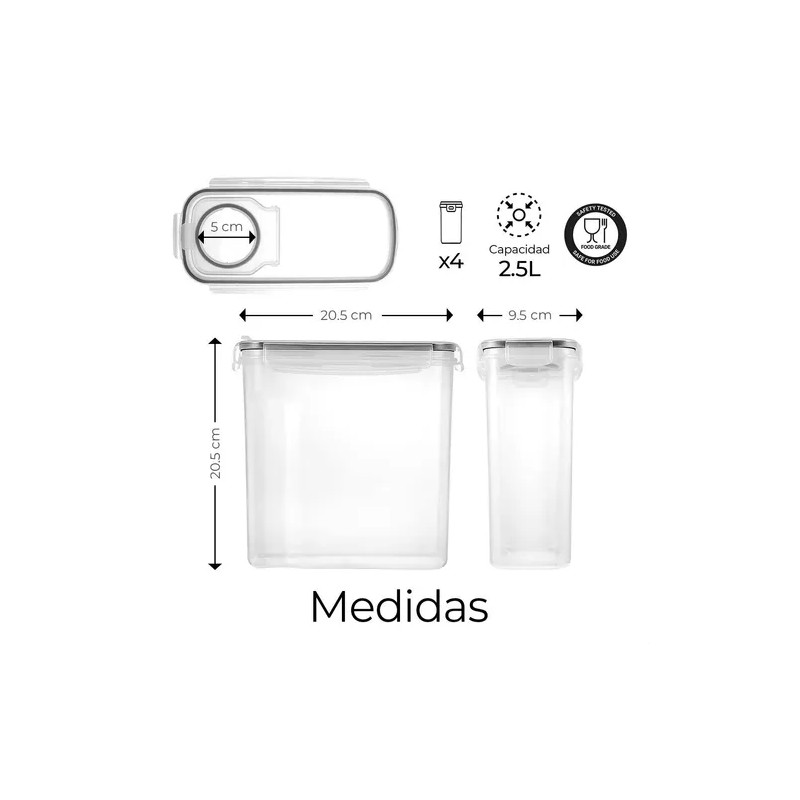 D Contenedor Hermético Transparente Raganet Hg070, H
