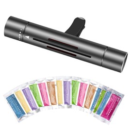 PcvGef Auto Duft, Auto Duft Innenraum, Auto Lufterfrischer Innenraum, Duft fr Auto, 1 Stck Auto Duftstecker mit 15 Duftst?bchen, Zylindrisches Design aus Aluminium, 80*13 mm, Ideal fr Autolftungsgitter