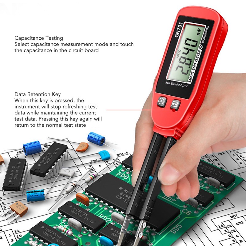 SMD Tester High Accuracy Gold Plated Tweezers Diode Resistance Capacitance