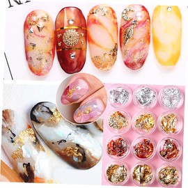 Minkissy 24pcs Nail Art Sticker Foil Glitter Foil Nail Art Stickers Silver Gold Decals DIY Manicure Supplies for Women Girls