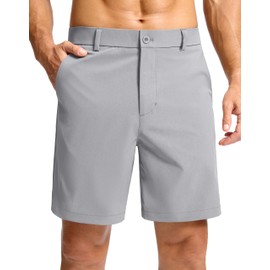 Soothfeel Men's Casual Shorts 7"/ 9" Golf Shorts for Men Flat Front Dress Work Shorts Quick Dry Lightweight with 3 Pockets Bright_Gray L7.W33