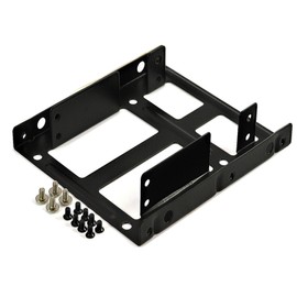 Rhombutech® Dual Mounting Frame for 2 x 2.5 Inch HDD/SSD's to 3.5 Inches, Metal, Optimised for SSD, Adapter Removable Frame Mounting Frame Bracket Rails Including Mounting Screws (1x Mounting Frame)