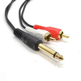 kenable 6.35mm Mono Jack Plug to Phono RCA Plugs SCREENED Audio Cable 1m [1 metres]