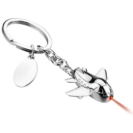 Silver Pot Keyring Aeroplane with Light 7.5 x 3 x 3 cm Silver Plated Premium Silver-Plated