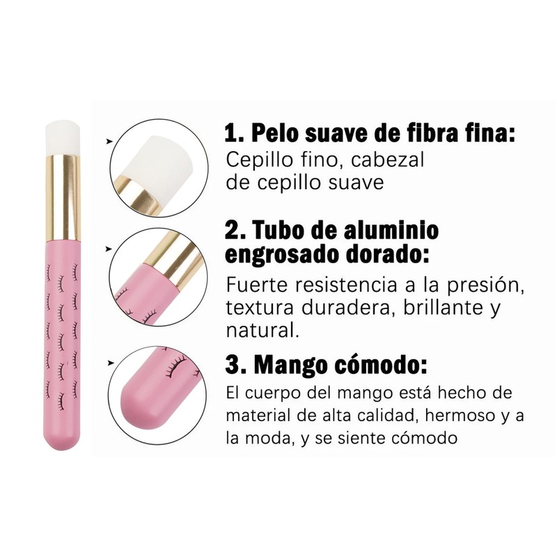 10pcs Facial Lash Shampoo Brushes Golden Tube Aluminum Acrylic Handle