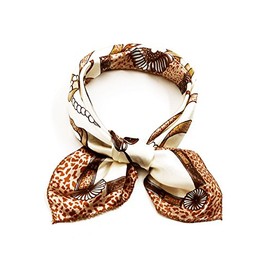 uxcell K46 Ladies Chain Novelty Prints Square Shape Wrap Kerchief Beige