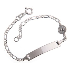 Silberketten-Store Baby- & Kinder ID Armband mit Engel-Anhänger inkl. Gravur & Geschenksäckchen I aus 925 Silber gefertigt I nickelfrei für Allergiker geeignet I 10 Schriftarten I 14 cm