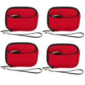 eBigValue 4-Pack Mini Tech Organizer Pouches – Compact Zipper Cases for Cables, Chargers, USB Drives, SD Cards – Lightweight Electronics Travel Storage with Wrist Strap