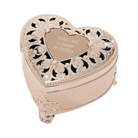 THINGS REMEMBERED Engraved Gold Heart Anastasia Clover Jewelry Box (Free Customization)